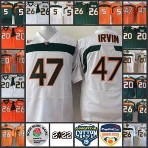 5 Andre Johnson Jersey 20 Ed Reed 26 Sean Taylor 47 Michael Irvin 52 Ray Lewis 87 Reggie Wayne Jerseys Miami Hurricanesステッチカレッジサッカージャージ刺繍