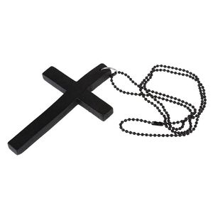 Charm-Armbänder, Metallperlenkette, Holzkreuz-Anhänger-Halskette, BlackCharm