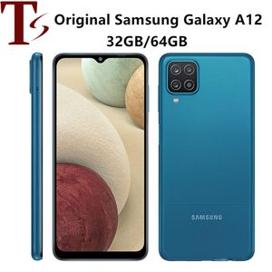 삼성 갤럭시 A12 잠금 해제 된 스마트 폰 리퍼브 4G 64G 64G 6.5 인치 스크린 옥타 코어 중개 MT6765 HELIO P35 BLUETOOTH 5.0 5000MAH 1PC DHL