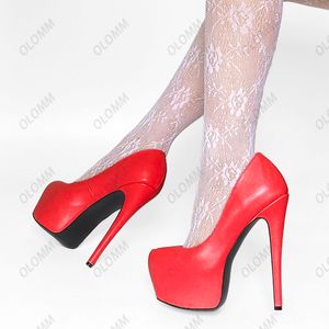 Olomm 2023New Handmade Women Platform Pumps Stiletto Heels Round Toe Gorgeous Pink Green Purple Night Club Shoes Women US Size 5-20