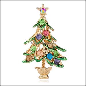 Pins Broschen Schmuck Weihnachtsbaum Diamanten Brosche Pins Für Frauen Diamant Strass Mädchen Luxus Pin 4 Farben Anc Dhcpe