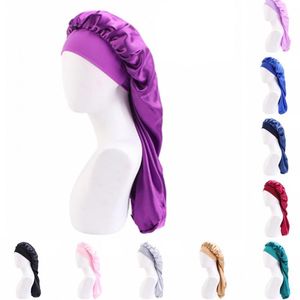 Visorer Satin Sleep Cap Elastic Wide Edge Bonnet Långt hår Sovande hattar Wrap Night Care for Women Män unisex Capvisors