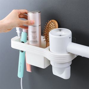 Hands Free Hair Dryer Holder Storage Box Curling Iron Shelf For Bathroom Organizer Storage Rack Bathroom Accessories Set Home 220527