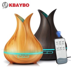 400ml Ultra Air Humidifier Aroma Essential Oil Diffuser with Wood Grain 7 Color Changing LED Lights for Home Office Y200416