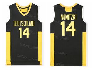 Men Movies Deutschland Basketball 14 Dirk Nowitzki Jersey respirável algodão puro para fãs esportivos bordando e costura a cor preto de excelente qualidade à venda