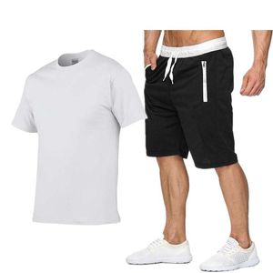Men's Tracksuits Fashion Printed T-shirt Sports Suit Quick-drying Casual Running Wear Summer Short-sleeved Shorts 2-piece SetMen's