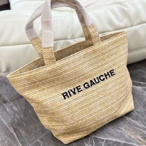 2024 Borse di paglia di paglia Borse di rafia firmate Borsa di lusso Borsa di grande capacità Shopping Totes Borsa a tracolla da donna Lettera ricamata 30 cm Top