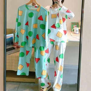 女性の寝室2022半袖Pajamasセット女性のコットン2個のナイトウェアかわいいプリントホームウェア夏のラウンジパジャマ