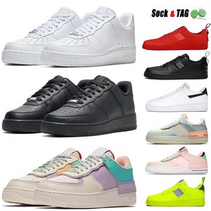 Tênis de corrida Airsforces 1 para homens e mulheres AF 1S Shadow Triple White Black Fresh Perspective Marfim pálido Pastel Barely Green Tênis esportivos tamanho 36-45