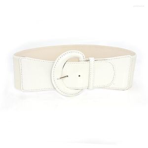 Bälten Kvinnor Luxury midja för klänning Solid Black Red White Wide High Quality midjeband PU Patent Leather Elastic Band Belt Beltts Emel22