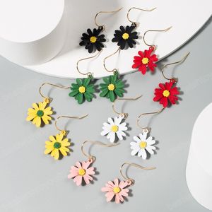 Korean Style Sweet Daisy Flower Dangle Earrings Cute Alloy Sunflower Earrings For Women Girls Fashion Statement Earring