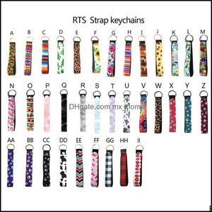 Party Favor Neoprene Wristlet Keychains Lanyard Serape Print With Strap Band Split Ring Key Chain Holder Hand Wrist Keychain For Drop Delive