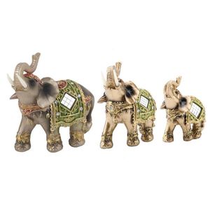 Oggetti decorativi Figurine Resina Fortunato Feng Shui Elefante verde Statua Scultura Ricchezza Figurine Regalo Home Office El Decor