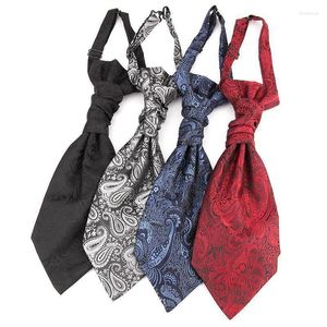 Bow Ties Mans Wedding Cravat Pre-tied Ascot Tie For Men Satin Casual Paisley Stripe Ascots Necktie Formal Suit Vest Hong Kong Knot Fred22