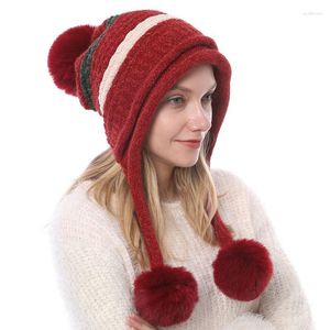 Gorro/caveira tampa de inverno natal pêlo pompom chapéu para mulheres senhores Skullies beanies pom pom pom chats 50-63cm fêmeas meninas casuais esgotadas scot22