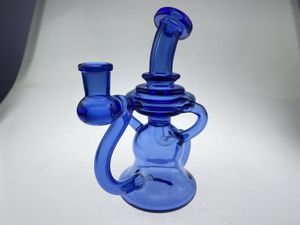 Blue Recycler Glass Hookah Oil Rig Rökning Pipe Bong 14mm Joint Factory Outlet Välkommen till beställning