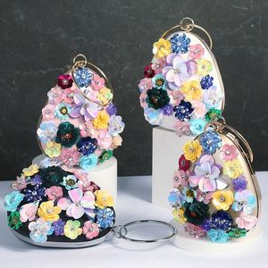 الأكياس المسائية الترتر ثلاثية الأبعاد الزهور النساء محفظة حفلة عيد ميلاد محفظة الفتاة حقائب اليد الفتاة