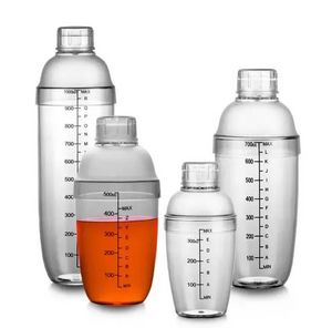 350ml/530ml/700ml/1000mlカクテルシェーカーホームバーの道具プラスチックシェイクワインドリンクミキサーシェイクボトルF0425