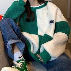 Women's Hoodies & Sweatshirts Deeptown Korean Fashion Green Plaid Hoodie Women Harajuku Oversize Autumn Winter Casual Long Sleeve Tracksuit