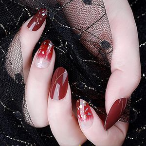 False Nails 24pcs Mulcolor Fake Nail Patch Long Oval Nail Removable Short Paragraph Fashion Manicure WH0615