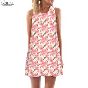 Women Tank Tops Pink Lily Graphics 3D Printed Loose Dress Sexig Mini Short Party Female Vest Sleeveless Dress 220616