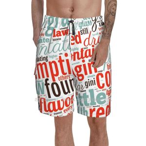 Men's Shorts Wine - Typographic Composition Hd 3 Breathable Personality Holiday Beach Letsgroovebaby Lets Baby Red WineMen's Men'sMen's