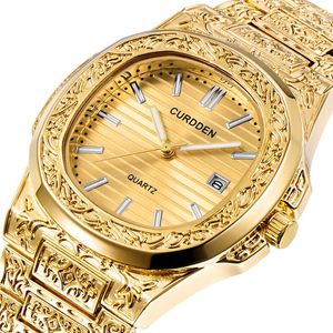 Armbanduhren Top Uhren Männer Kreative Schnitzerei Antike Coole Uhr Datum Hip Hop Quarz Männliche Uhr Geschenke DropWristwatches