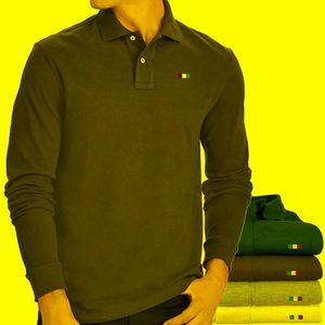 Men's Polos Mens100% Cotton High Quality Long Sleeve Shirts Casual Brand Homme Fashion Lapel Male Tops S-5XL Men'sMen's