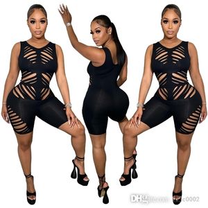 Sexy Sleeveless Vest Style Jumpsuits For Women Summer Hollow Out Bodycon Rompers Black Bodysuits Club Wear