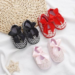 0-18m babymeisje schoenen lint boog eerste wandelaars prinses schoenen pasgeboren zachte anti-slip prewalker voor babymeisjes wiegje schoen