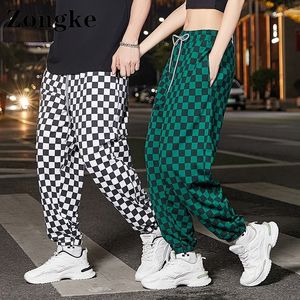 Zongke ekose sokak kıyafeti joggers erkek pantolon harem Çin boyutu 3xl anklelenglat boylu eşofmanlar erkek pantolonlar moda geliyor 220816