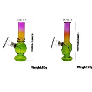 Bong acrilici per fumo da pipa per tabacco a due stili con bong per acqua a colori sfumati per vendita al dettaglio o all'ingrosso