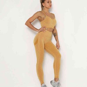 Tuta da yoga senza cuciture Tuta da allenamento per allenamento femminile Abbigliamento sportivo Pezzi Leggings Set Reggiseno sportivo Donna Palestra Sport J220706