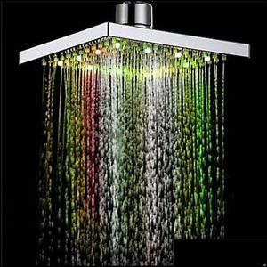 1Pc Shower Head Square Light Rain Water 26 Home Bathroom Led Changing 7 Colors For Dropship Apr12 Drop Delivery 2021 Heads Faucets Showers