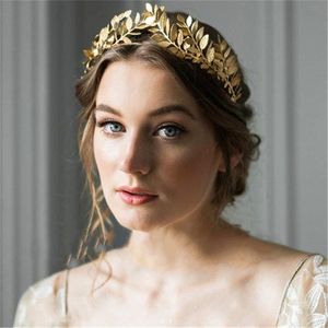 Retro Gold Leaf Wedding Roman Greek Women Hair Accessories Bride Jewel Band Head Tiaras Crown Jewelry Hair Hoop 220726