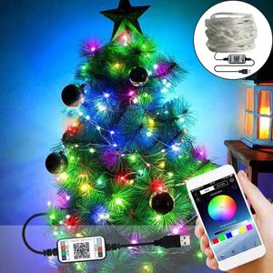 Strängar inomhus hem diy dekoration belysning sträng vattentät jul ljus USB RGB LED Colorful App Controlledled