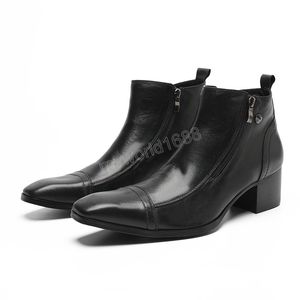 Wholesale black formal boot for sale - Group buy Winter Fashion Dress Shoes Black Genuine Leather Men Boot Zipper Formal Business Ankle Boots Party Short Boots