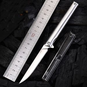 1Pcs High Quality Pocket Flipper Folding Knife 440C Blade Stainless Steel Handle Ball Bearing Fast Open EDC Knives 3 Handle Colors