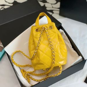 10A Specchio di qualità Designer Donna Mini Zaini Zaino in pelle di pecora Borsa a secchiello con reticolo di diamanti Borse a tracolla a catena Borsa in vera pelle con scatola C077