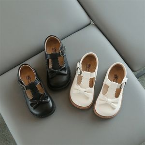 Fashion Ttied Princess laciness Kids Dress Classic Black Beige School Shoes for Girls E06072 220607