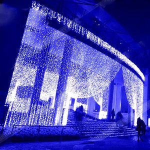 Strängar 10x4m 10x5m LED ICICLE String Fairy Christmas Lights Garlands Outdoor Curtain Wedding Decoration Guirande Lumineuseled