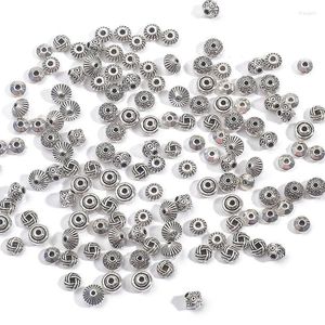 Outros 30-50pcs 6mm 7mm RONDELLE SPACER MIRES ANTIGO PRATA PRATA TIBETAN METAL BURO BUL