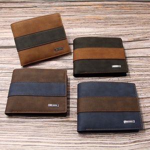 DHL50pcs Wallets Men Dull Polish Multifunctional Two Foldable Short Credit Card Holder Mix Color