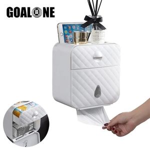 Wall Mount Toilet Paper Holder Waterproof Tissue Box Paper Dispenser Multifunction Double Layer Storage Box Bathroom Accessories T200425