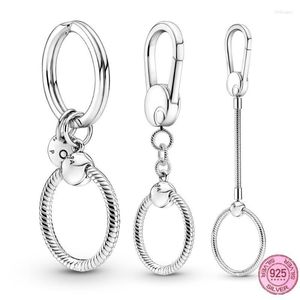 Keychains Moments Keychain Sterling Silver Charm Key Ring With Logo Fit Original Beads Jewelry DIY Making Fashion CuteKeychains Forb22