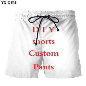 YX Girl 3D Imprimir DIY Design personalizado Homens Mulheres shorts de verão Hip Hop Fornecedores de atacadistas casuais para Drop Shipper 220707