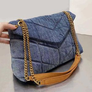 Designers Women Washed Denim Bag LOULOU Puffer Fashion Classic Jeans Shoulder Messenger Shopping Bags Luxury Designer Handbag Purse Chain