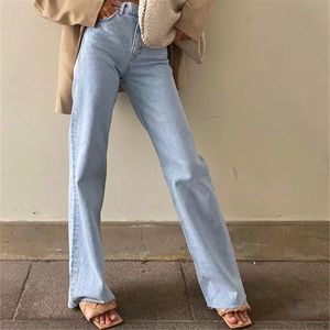Casual mode raka ben damjeans jeansbotten Harajuku lång hög midja Baggy jeans höstbyxor