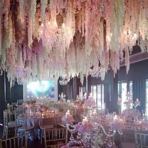 100pcs/lot 24 Colors Artificial Silk Flowers Wisteria Flower Vine Home Garden Wall Hanging Rattan DIY Party Wedding Decoration 220408