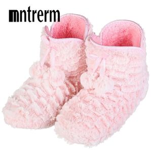 Mntrerm 패션 실내 홈 슬리퍼 따뜻한 소프트 플러시 슬리퍼 편안한 순수한 색상 실내 슬리퍼 귀여운 여자 신발 y200106